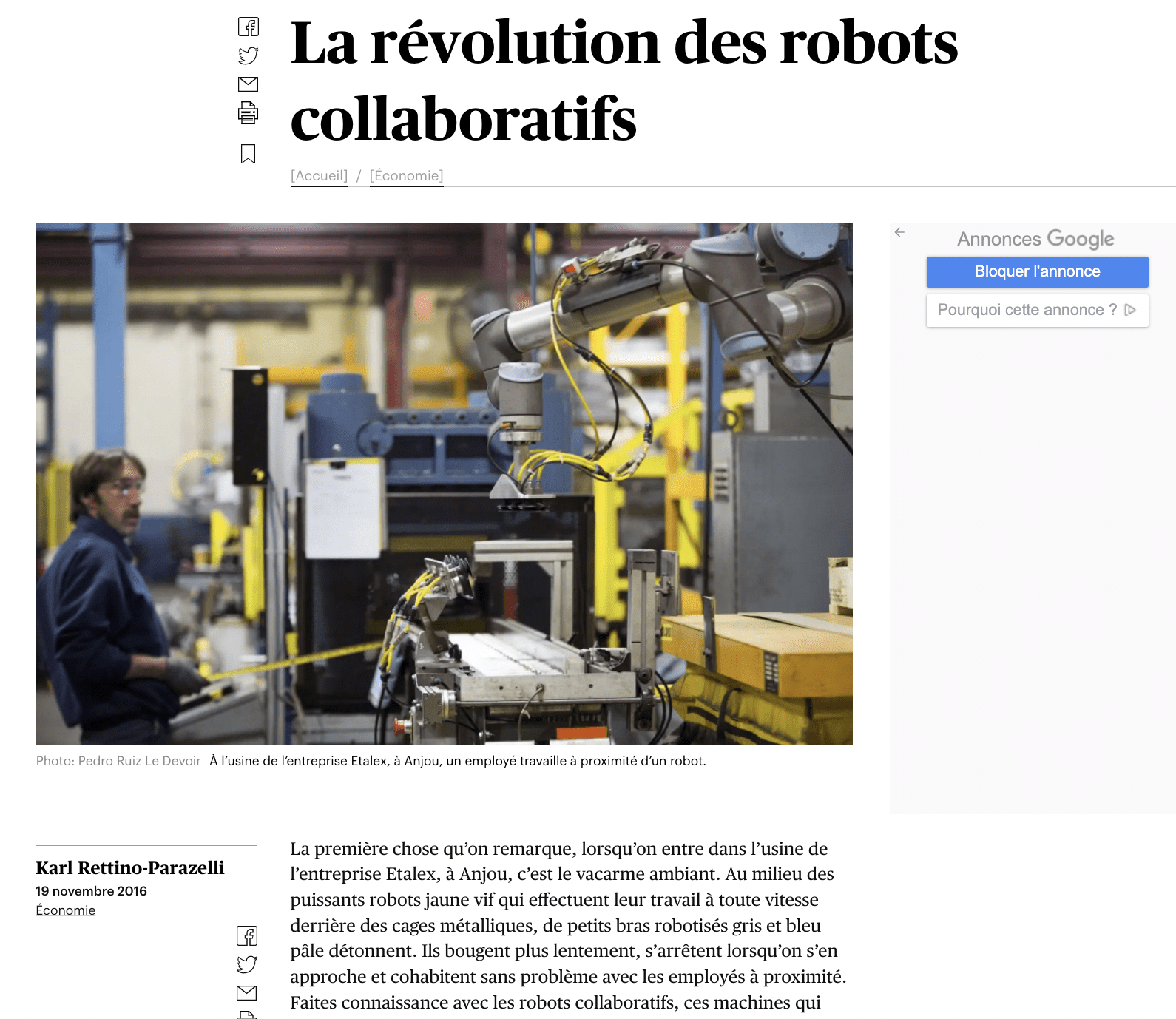 LeDevoir, novembre 2016